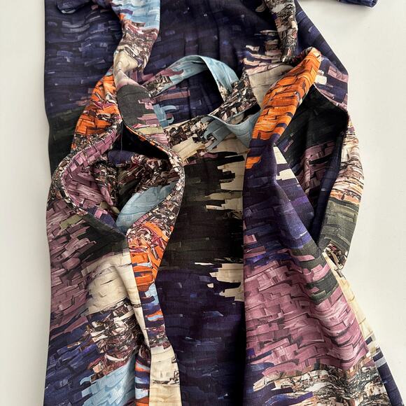ELK NWT Arden Short Sleeve Belted Impressionist Print Midi Shift Dress sz 4 - Picture 15 of 15
